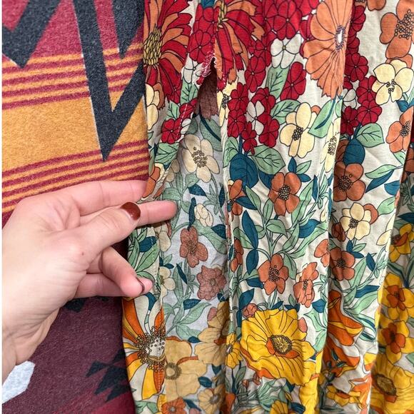 Natural Life Small Skirt Garden Nature Cotton Yellow Red Floral - Picture 5 of 5